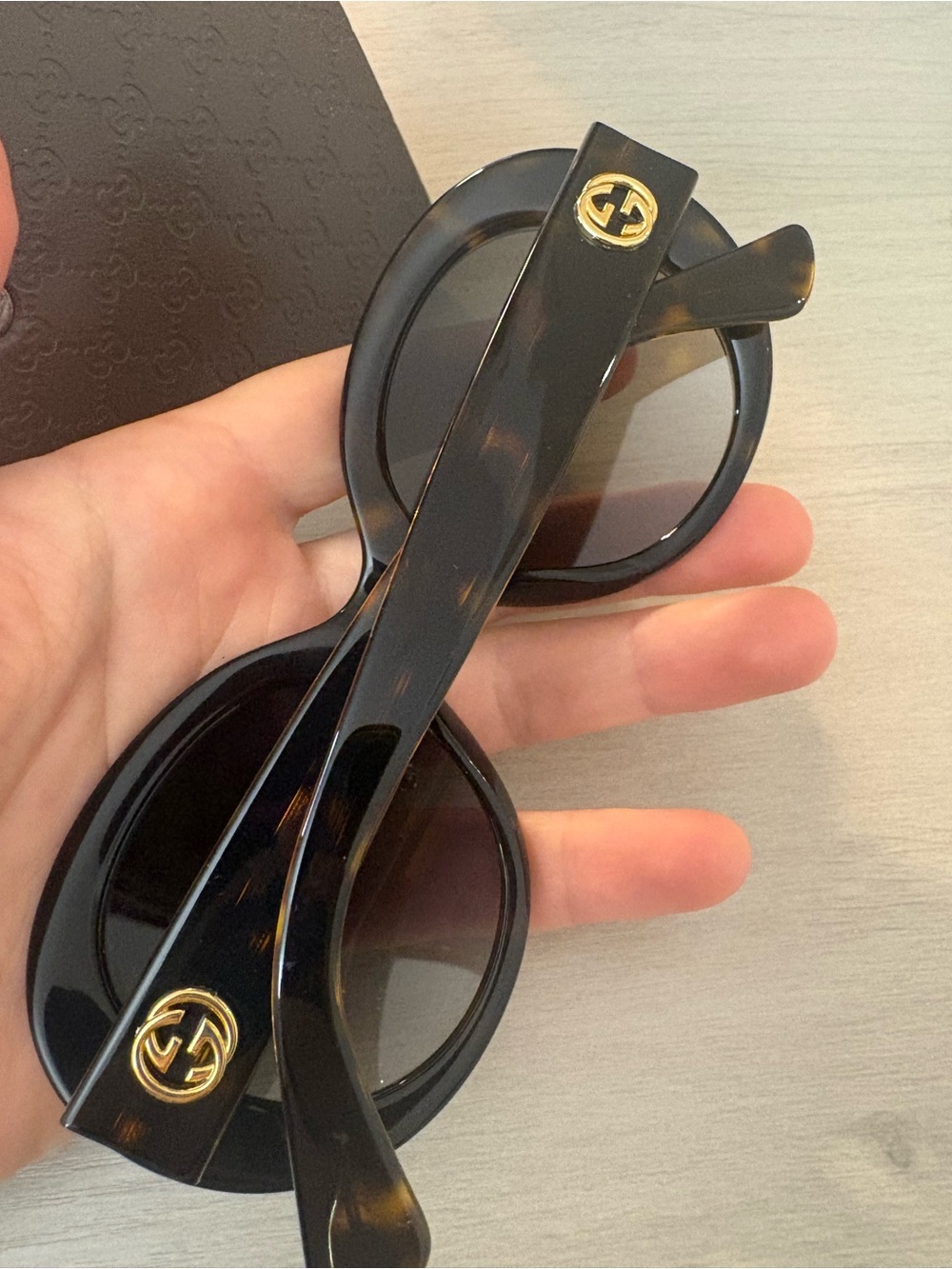 Gucci Women's Oversized Round Sunglasses in Dark Brown/Black